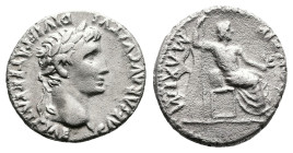 Augustus, 27 BC – AD 14. AR Denarius (18 mm, 3.53 g.). Lugdunum mint, AD 13-14. CAESAR AVGVSTVS – DIVI F PATER PATRIAE, laureate head of Augustus to r...