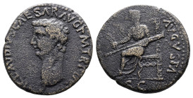 Claudius I, AD 41 – 54. AE As (25.2 mm, 9.13 g.). Rome mint, AD 42-43. TI CLAVDIVS CAESAR AVG P M TR P IMP, bare head of Claudius to left. Rev. [CERES...