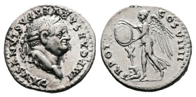Vespasian, AD 69 – 79. AR Denarius (17.9 mm, 3.20 g.). ‘Judaea capta’ series. Rome mint, AD 79. IMP CAESAR VESPASIANVS AVG, laureate head of Vespasian...