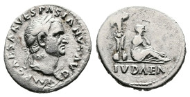 Vespasian, AD 69 – 79. AR Denarius (17.6 mm, 3.16 g.). ‘Judaea capta’ commemorative series. Rome mint, struck 21 December AD 69 – early 70. IMP CAESAR...