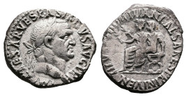 Vespasian, AD 69 – 79. AR Denarius (19 mm, 3.11 g.). Rome mint, AD 71. IMP CAESAR VESPASIANVS AVG TR P, laureate head of Vespasian to right. Rev. TITV...