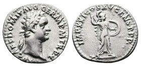 Domitian, AD 81-96. AR Denarius (19.4 mm, 3.39 g.). Rome mint, AD 90-91. IMP CAES DOMIT AVG GERM P M TR P X, laureate head of Domitian to right. Rev. ...