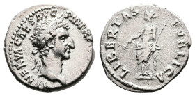Nerva, AD 96-98. AR Denarius (17.8 mm, 3.01 g.). Rome mint, AD 97. IMP NERVA CAES AVG P M TR P [II COS III P P], laureate head of Nerva to right. Rev....