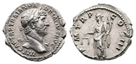 Hadrian, AD 117 – 138. AR Denarius (19.2 mm, 3.22 g.). Rome mint, AD 120-121. IMP CAESAR TRAIAN HA – DRIANVS AVG Laureate bust of Hadrian to right, wi...