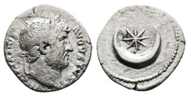 Hadrian, AD 117 – 138. AR Denarius (18.5 mm, 3.00 g.). Rome mint, AD 126-127. HADRIANVS AVGVSTVS, laureate head of Hadrian to right. Rev. Star above a...
