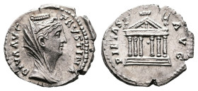 Diva Faustina Senior, died AD 140/1. AR Denarius (18.9 mm, 3.12 g.). Rome mint, struck under Antoninus Pius after AD 141. DIVA AVG FAVSTINA, draped bu...