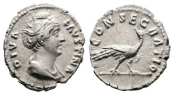 Diva Faustina Senior, died AD 140/1. AR Denarius (17.9 mm, 3.12 g.). Rome mint, struck under Antoninus Pius after AD 141. DIVA FAVSTINA, draped bust o...