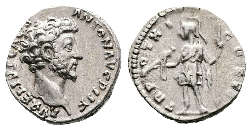 Marcus Aurelius, as Caesar, AD 139-161. AR Denarius (16.5 mm, 3.64 g.). Rome min...