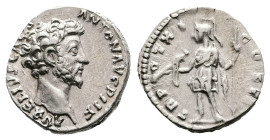 Marcus Aurelius, as Caesar, AD 139-161. AR Denarius (16.5 mm, 3.64 g.). Rome mint, AD 156-157. AVRELIVS CAES ANTON AVG PII F, bare head of Marcus Aure...