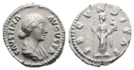Faustina Junior, Augusta, 147-175. AR Denarius (18.8 mm, 3.41 g.). Rome mint, AD 161-176. FAVSTINA AVGVSTA, draped bust of Faustina Junior to right. R...