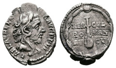 Commodus, AD 177-192. AR Denarius (16 mm, 3.54 g.). Rome mint, AD 191-192. L AEL AVREL COMM AVG P FEL, bust of Commodus as Hercules to right in lion’s...