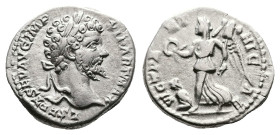 Septimius Severus, AD 193-211. AR Denarius (17.5 mm, 3.29 g.). Laodicea ad Mare mint, AD 198-202. L SEPT SEV AVG IMP XI PART MAX, laureate head of Sep...