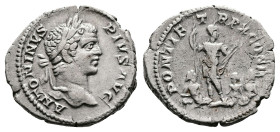 Caracalla, AD 198-217. AR Denarius (20.1 mm, 3.99 g.), Rome mint, AD 207. ANTONINVS - PIVS AVG, laureate bust of Caracalla to right. Rev. PONTIF - TRP...