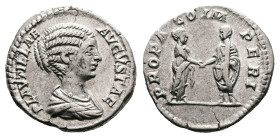 Plautilla, wife of Caracalla, AD 202-205. AR Denarius (18.1 mm, 3.26 g.), Rome mint, AD 202. PLAVTILLAE – AVGVSTAE, draped bust of Plautilla to right....