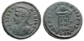 Crispus, as Caesar, 317-326 AD. AE Follis (20mm, 2,70g.). London, 323-324 AD. CRISPVS NOBIL C, helmeted and cuirassed bust of Crispus to left. Rev. BE...