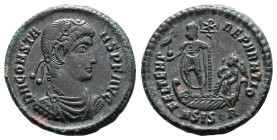 Constans, 337-350. Bronze Centenionalis (23 mm, 5.95 g.). Siscia, AD 348-350. D N CONSTANS P F AVG. Pearl-diademed, draped, and cuirassed bust of Cons...