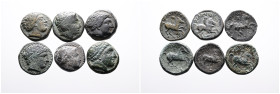 Greek. Kings of Macedon. Philipp II Selection of Six Bronze coins. Fine- Very Fine. SOLD AS SEEN, NO RETURN!