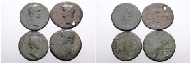 Roman Imperial, Selection of Four Bronze Asses of Emperors Claudius, Nero, Domitian and Nerva. Fine. SOLD AS SEEN, NO RETURN!
