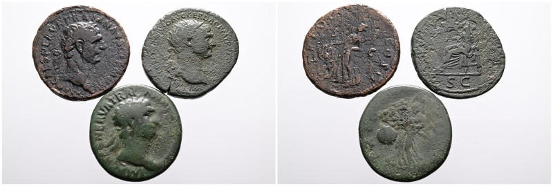 Roman Imperial, Selection of Three Bronze Asses and Dupondius of Trajan. Very Fi...