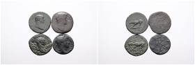 Roman Imperial, Selection of Four Bronze Quadranse of Trajan (2) and of Hadrian (2). Fine. SOLD AS SEEN, NO RETURN.