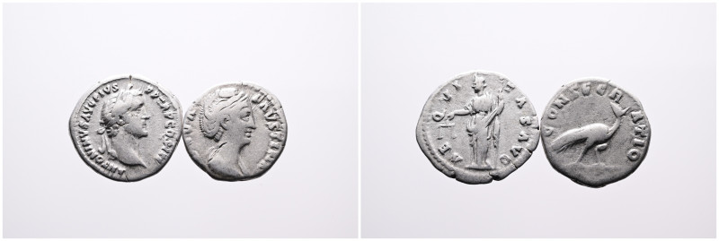 Roman Imperial, Selection of Two Silver Denarii of Antoninus Pius (1) and Fausti...
