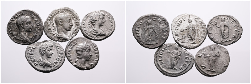 Roman Imperial, Selection of Five Silver Denarii of Caracalla (1), Geta (1 with ...
