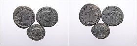 Roman Imperial, Selection of Three Bronze Follis (2) and Antoninianus (1) of Diocletian. Very Fine- Good Very Fine. SOLD AS SEEN, NO RETURN!