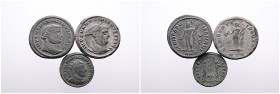 Roman Imperial, Selection of Three Bronze Follis (2) and Antoninianus (1) of Maximianus Herculius. Very Fine- Good Very Fine. SOLD AS SEEN, NO RETURN!