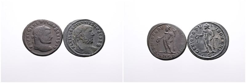 Roman Imperial, Selection of Two Bronze Follis of Constantius I (1) and Severus ...