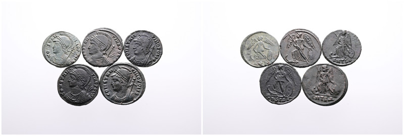 Roman Imperial, Selection of Five Bronze Commemorative Follis of Constantine I '...