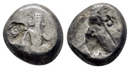 ACHAEMENID KINGS of PERSIA.Time of Xerxes II to Artaxerxes II.(Circa 420-350 BC). Sardes.Siglos.

Obv : Persian king or hero, wearing kidaris and ka...