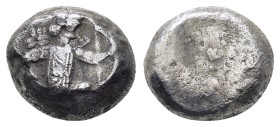ACHAEMENID KINGS of PERSIA.Time of Xerxes II to Artaxerxes II.(Circa 420-350 BC). Sardes.Siglos.

Obv : Persian king or hero, wearing kidaris and ka...