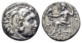 KINGS OF MACEDON. Alexander III 'the Great' (336-323 BC). Drachm. Abydos.

Obv: Head of Herakles right, wearing lion skin.
Rev: AΛΕΞΑΝΔΡΟΥ.
Zeus s...