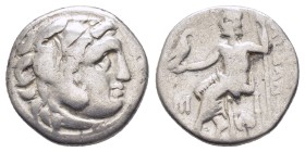 KINGS of MACEDON. Alexander III.The Great. (336-323 BC). AR. Drachm. Abydos

Obv: Head of Herakles right, wearing lion skin
Rev: AΛΕΞΑΝΔΡΟΥ, Zeus s...