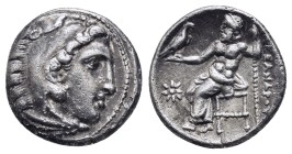 KINGS of MACEDON. Philip III. (322-319 BC). AR Drachm. Kolophon.

Obv: Head of Herakles right, wearing lion skin headdress
Rev: AΛEΞANΔPOY, Zeus Ae...