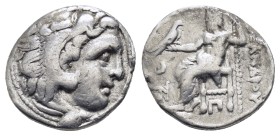 KINGS of MACEDON. Alexander III The Great. (336-323 BC).Kolophon.Drachm.

Obv : Head of Herakles right, wearing lion skin.
Rev : AΛΕΞΑΝΔΡΟΥ.
Zeus ...
