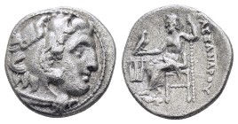 KINGS OF MACEDON. Alexander III.The Great.(336-323 BC). Drachm. Kolophon.

Obv: Head of Herakles right, wearing lion skin.
Rev: AΛΕΞΑΝΔΡΟΥ.
Zeus s...
