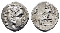 KINGS of MACEDON. Alexander III The Great.(336-323 BC). Kolophon. Drachm.

Obv : Head of Herakles right, wearing lion skin.
Rev : AΛΕΞΑΝΔΡΟΥ.
Zeus...