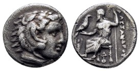 KINGS OF MACEDON. Alexander III 'the Great' (336-323 BC). Drachm. Lampsakos.

Obv: Head of Herakles right, wearing lion skin.
Rev: AΛΕΞΑΝΔΡΟΥ.
Zeu...