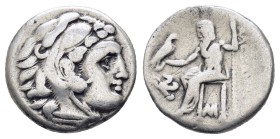 KINGS of MACEDON. Alexander III The Great.(336-323 BC). Drachm. Lampsakos.

Obv : Head of Herakles right, wearing lion skin.
Rev : AΛEΞANΔPOY.
Zeu...