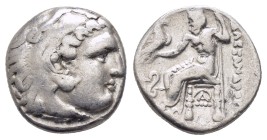 KINGS of MACEDON. Alexander III The Great.(336-323 BC).Lampsakos.Drachm.

Obv : Head of Herakles right, wearing lion skin.
Rev : AΛΕΞΑΝΔΡΟΥ.
Zeus ...