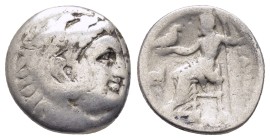 KINGS of MACEDON. Alexander III The Great.(336-323 BC).Lampsakos.Drachm.

Obv : Head of Herakles right, wearing lion skin.
Rev : AΛΕΞΑΝΔΡΟΥ.
Zeus ...