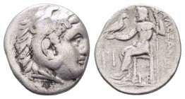 KINGS OF MACEDON. Alexander III 'the Great' (336-323 BC). Drachm. Lampsakos.

Obv: Head of Herakles right, wearing lion skin.
Rev: AΛΕΞΑΝΔΡΟΥ.
Zeu...