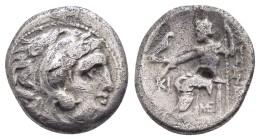KINGS OF MACEDON. Alexander III 'the Great' (336-323 BC). Drachm. Lampsakos.

Obv: Head of Herakles right, wearing lion skin.
Rev: AΛΕΞΑΝΔΡΟΥ.
Zeu...