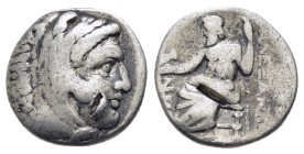 KINGS of MACEDON. Alexander III The Great.(336-323 BC). Drachm. Sardes.

Obv : Head of Herakles right, wearing lion skin.
Rev : AΛΕΞΑΝΔΡΟY.
Zeus s...
