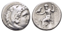 KINGS of MACEDON. Alexander III The Great.(336-323 BC). Teos. Drachm.

Obv : Head of Herakles right, wearing lion skin.
Rev : AΛEΞANΔPOY.
Zeus sea...