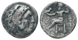 KINGS of MACEDON.Philip III.(323-317 BC). Lampsakos. Drachm.

Obv : Head of Herakles right, wearing lion skin.
Rev : AΛEΞANΔPOY.
Zeus Aëtophoros s...