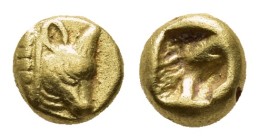 WESTERN ASIA MINOR. Uncertain. Hemiobol (5th century BC).

Obv: Head of bull right.
Rev: Rough incuse punch.
Cf. Savoca 2nd Blue E-Auction, 149; S...