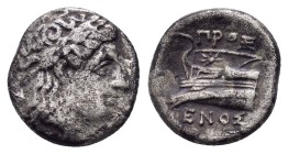BITHYNIA. Kios.(Circa 350-300 BC).Hemidrachm.

Obv : KIA.
Laureate head of Apollo right.
Rev : ΠPOΞENOΣ.
Prow of galley left, ornamented with sta...