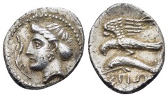 PAPHLAGONIA. Sinope. Drachm (Circa 330-300 BC). Agreos, magistrate.

Obv: Head of nymph left, with hair in sakkos.
Rev: AΓPEΩΣ.
Sea-eagle standing...